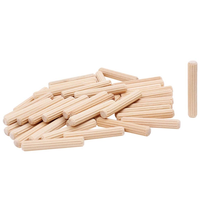 AUTOTOOLHOME 100 Pack 1/4"" Wood Dowel Pins Straight Grooved Pins for Furniture Door and Art Projects (1/4 in) - Image 1